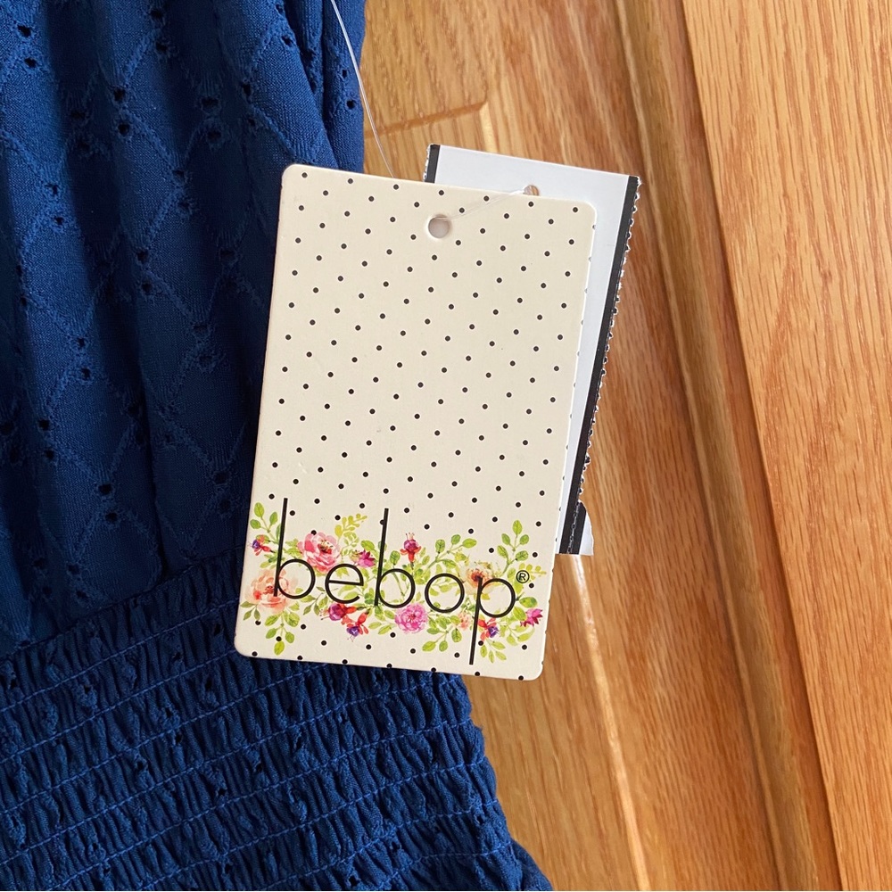 BEBOP Navy Tie Sleeveless Eyelet Fit + Flare lined dress -NWT -Size L (Large) - Picture 9 of 12